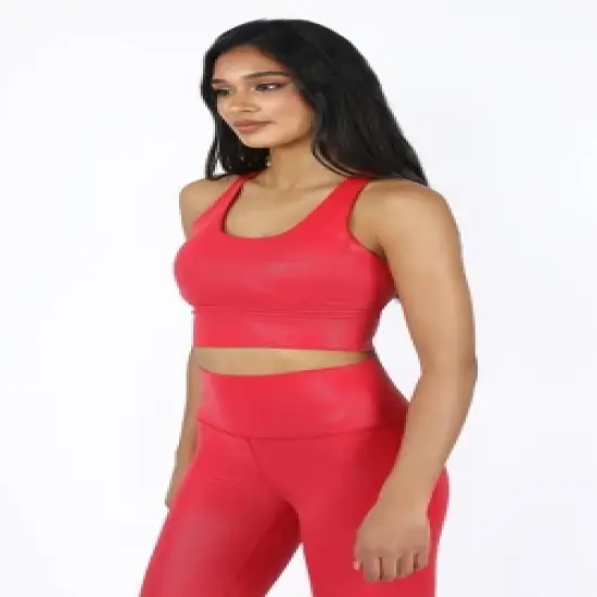 90 Degree By Reflex Womens Wonderlink Liquid Disco Foil Print Longline Racerback Warrior Bra image {6}