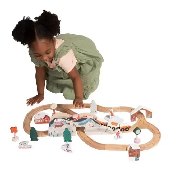 Manhattan Toy Alpine Express 49-Piece Wooden Toy Train Set with Scenic Accessories for Toddlers 3 Years and Up image {2}