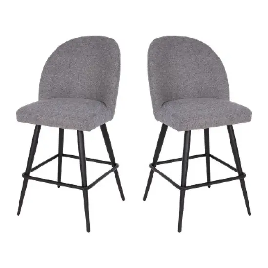 Merrick Lane Set of 2 Modern Armless Counter Stools with Contoured Backs, Steel Frames, and Integrated Footrests image {11}