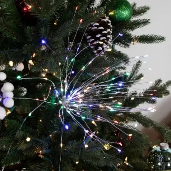 Northlight 20" LED Lighted Firework Silver Branch Christmas Decoration - Multi-Color Lights image {1}