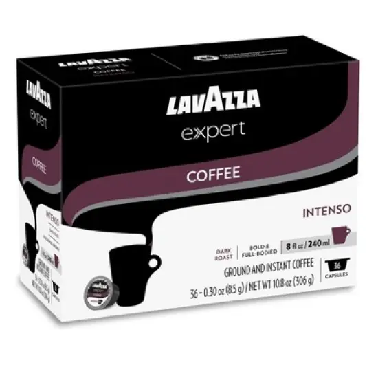 Lavazza Expert Intenso Coffee Capsules, Dark Roast, Arabica and Robusta Blend, Compatible with Lavazza Classy Plus Machine (36 Capsules) image {5}