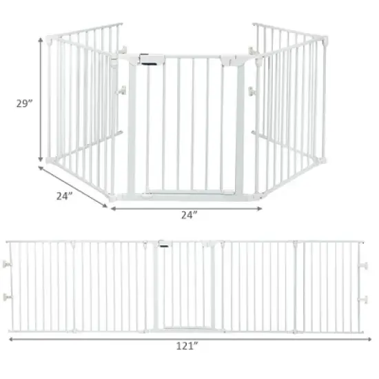Fireplace Fence Safety Fence Hearth Gate BBQ Metal Fire Gate Pet White image {2}