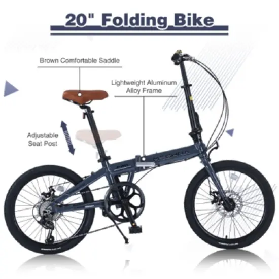 INFURNIC Bicycles 26" Single Speed Folding Bike Beach Cruiser Bike Step Through City for Easy Storage and Commuting, Blue, 57.09"*24.8"*39.37" image {1}