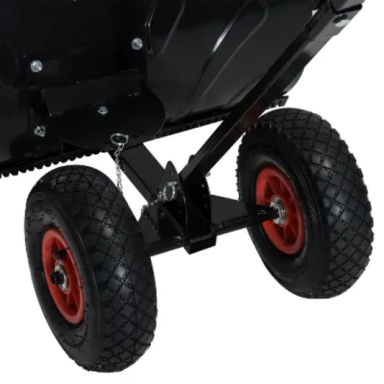 HOMCOM Heavy-Duty Snow Shovel Rolling Pusher with 29'' Blade, 10'' Wheels and Angle-Adjustable Handle image {6}