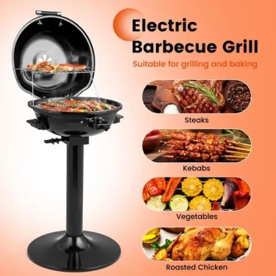 Costway 1600W Electric BBQ Grill with Warming Rack, Temperature Control & Grease Collector image {6}