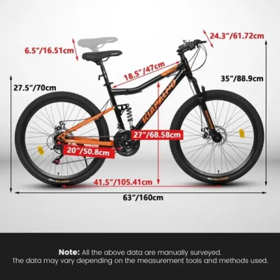 RISOKEYS 26 Inch Mountain Bike,21 Speed with High-Carbon Steel Frame Bike for Adults,Dual Disc Brake & Shock Fork Plus Shock Absorber image {2}