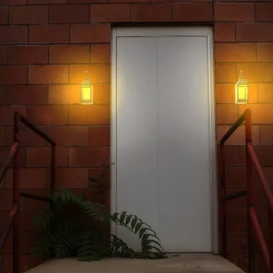 Solar Portable Hanging Outdoor Lantern with Hanger and Flame/Still Light Black - Techko Maid image {6}