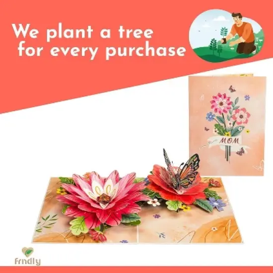 Frndly by Paper Love, 3D Bloom and Butterfly Pop Up Card, For All Occasion - Handcrafted 100% Recycled and Eco-Friendly, 8" x 6" Cover image {7}