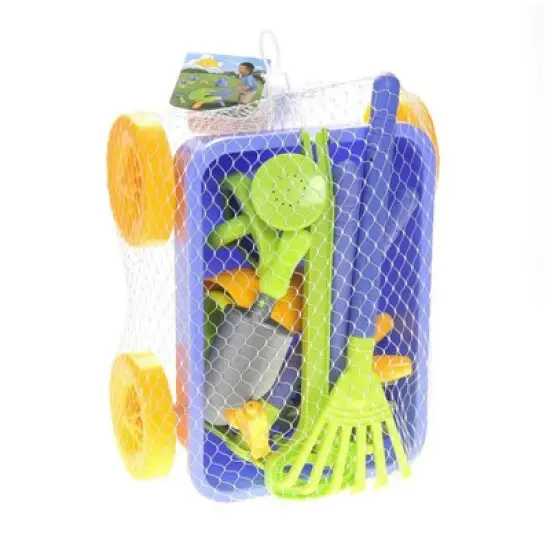Insten Garden Wagon Playset with Rake, Hoe, Spade, Shovel, Pots & Other Tools, Gardening Toys for Kids image {5}