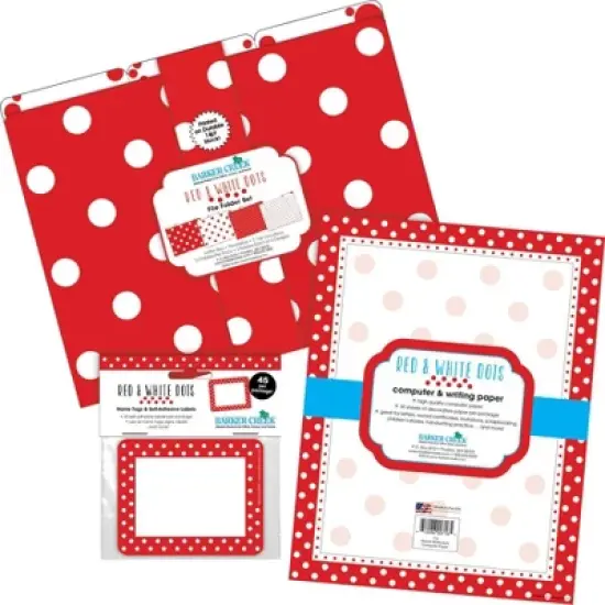 Barker Creek Red and White Dot Get Organized File Folders Set Multi-Design 107 per Set: Paper, Top Tab, 50 Sheet Capacity image {4}