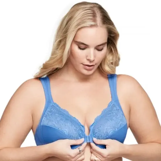 Glamorise Womens WonderWire Front-Closure Underwire Bra 1245 Blue image {2}
