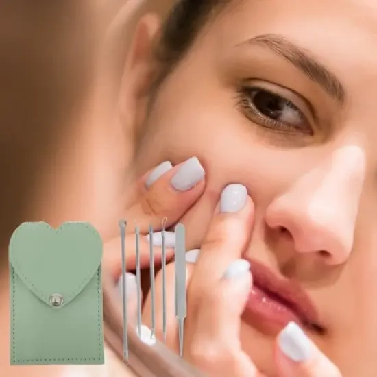 Unique Bargains Purification Pimple Extractor Tool Kit Silver Tone 1 Set image {3}