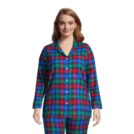 Lands' End Women's Long Sleeve Print Flannel Pajama Top image {6}