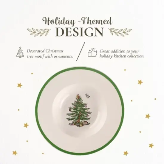 Spode Christmas Tree Collection Pasta Bowl - Set of 4, Rimmed Plate for Serving Salad, Spaghetti, and Soup, 10-Inch, Made of Porcelain image {2}