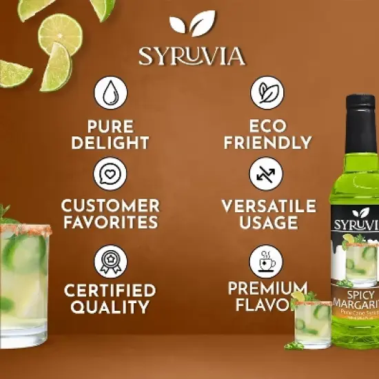 Syruvia Spicy Margarita Syrup - 25.4 fl oz. Premium Flavoring Syrup For Coffee image {4}