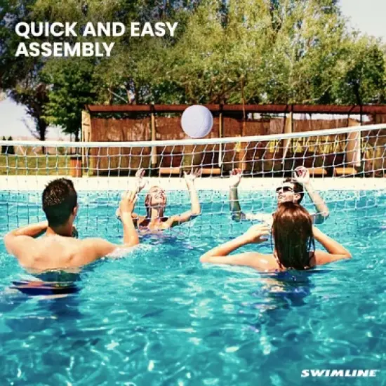 Swimline Original Outdoor Inground Swimming Pool Volleyball Net Game Set with Ball, Adjustable Up To 34 Feet Inches for Kids and Adults, White image {3}