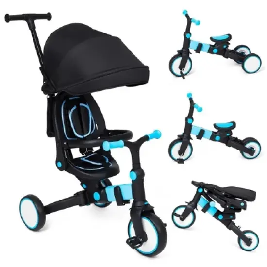 7 in 1 Baby Tricycle, Foldable Toddler Tricycle with Removable and Adjustable Parent Handle image {6}