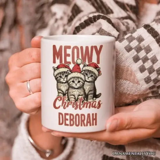 Cute Meowy Christmas Mug, Baby Cat Lover Gift (Non-Custom Only)| OrnamentallyYou image {2}