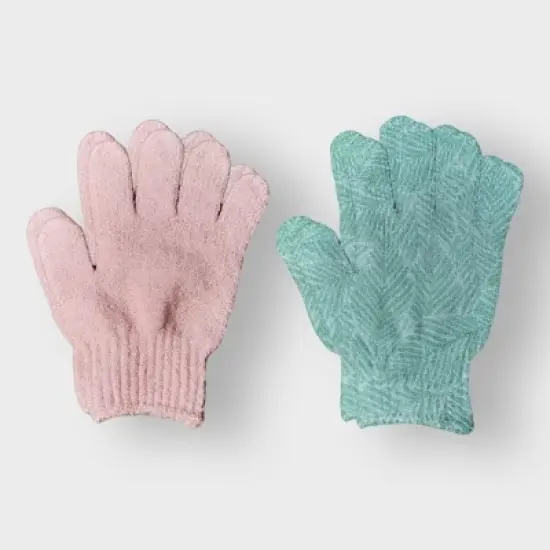 Spa Essentials 2 Pack Exfoliating Bath Gloves - Gentle Dead Skin Removal, Deep Cleaning & Exfoliating Body Scrub Gloves for Shower (Unscented) image {3}