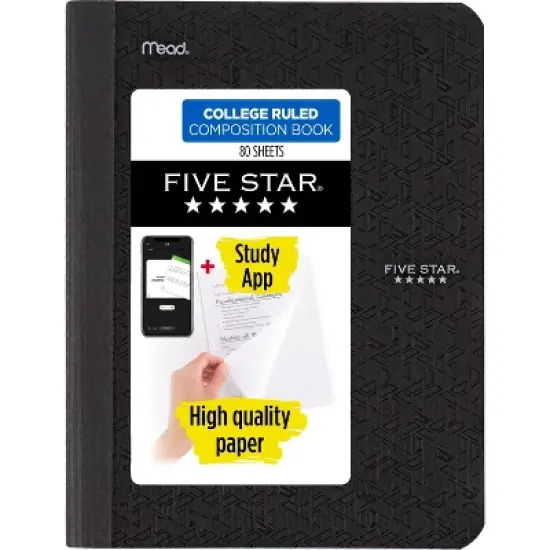 Five Star 80pg College Rule Composition Notebook 9.75"x7.5": Soft Cover, Acid-Free, Sewn Binding, Adult Stationery image {10}