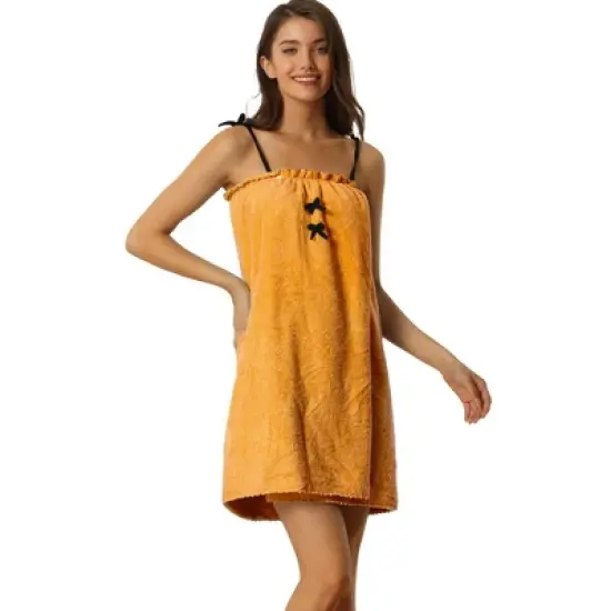 cheibear Womens Spa Towels Snap Closure Camisole Towel Wrap Bathrobe image {7}