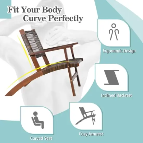 Tangkula 3 Pieces Outdoor Eucalyptus Wood Bistro Set Modern Hand-Woven PE Wicker Conversation Set image {4}