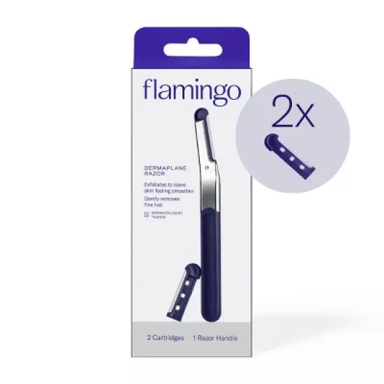 Flamingo Dermaplane Razor - Reusable Facial Razor - 1 Razor Handle - 2 Refill Cartridges image {7}