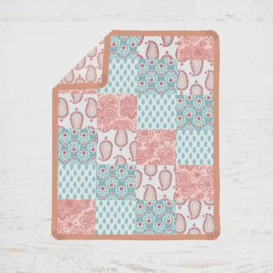 Bacati - Paisley Sophia Coral Aqua 3 pc Crib Bedding Set image {3}