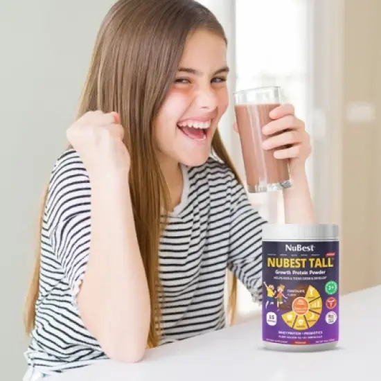 NuBest Tall Protein - Height Growth & Bone Strength Chocolate Shake with Probiotics for Kids & Teens, Ages 3+, 15 Servings image {6}