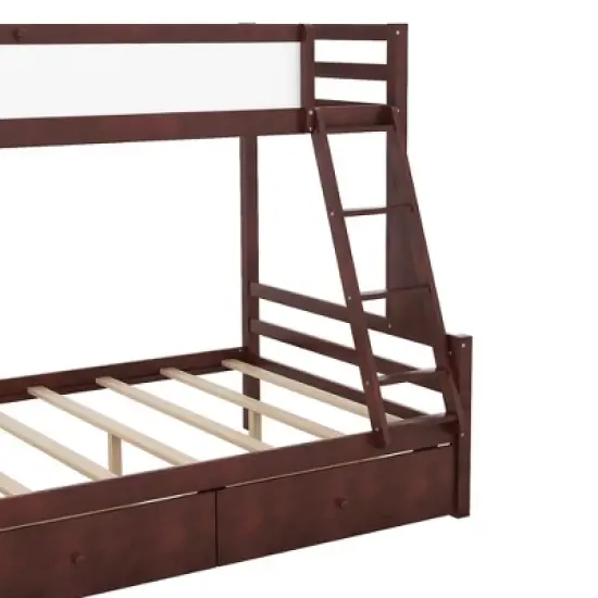 Twin over Full Bunk Bed with Whiteboard, 3 Hooks and 2 Drawers-ModernLuxe image {11}