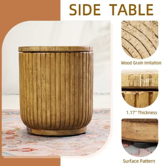 Moda Furnishings Multifunctional Outdoor Terrafab Faux Wood Side Table with Hidden Ice Bucket image {10}