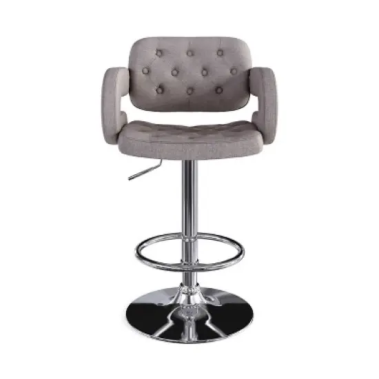 Set of 2 Adjustable Tufted Fabric Barstool with Armrests - CorLiving image {1}
