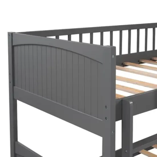 Twin over Twin Bunk Bed with Twin Size Loft Bed with 2 Drawers - ModernLuxe image {7}
