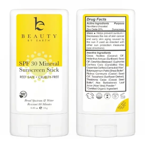 Beauty by Earth Mineral Sunscreen Stick SPF 30, Untinted image {1}