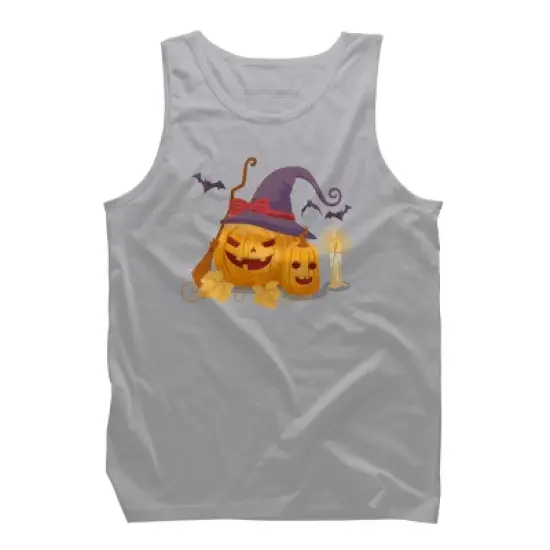 Men's Design By Humans Halloween Witch Pumpkins With Bats By VectorVillain Tank Top image {8}