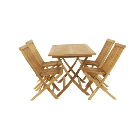 5pc Traditional Teak Wood Patio Dining Set - Brown - Olivia & May image {8}