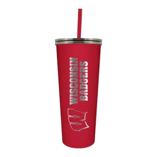 NCAA Wisconsin Badgers 24oz Skinny Tumbler with Straw image {1}