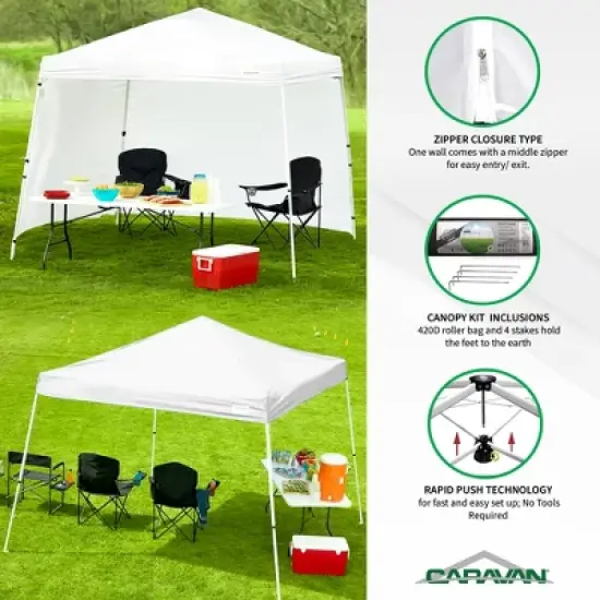 Caravan Canopy V-Series 12 x 12' 2 Slant Leg Sidewall Kit & V-Series II 12 x 12' Entry Level Angled Leg Instant Canopy for Recreational Uses image {2}
