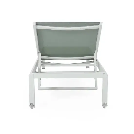 Cape Coral 2pk Outdoor Acacia Wood Chaise Lounges: Breathable Mesh, Adjustable, Wheels - Christopher Knight Home image {10}