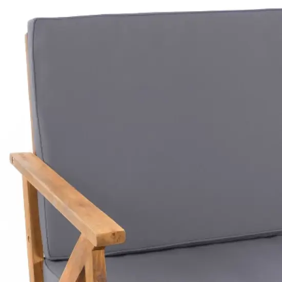 Panama 8pc Acacia Wood Chat Set with Coffee Table - Teak/Dark Gray - Christopher Knight Home image {6}