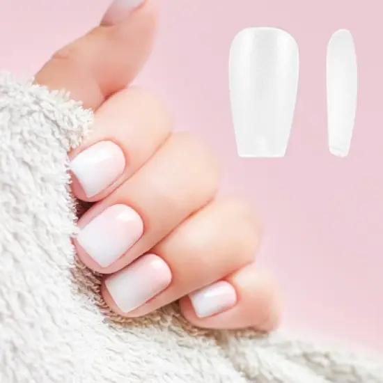 Unique Bargains Women's Short Trapezoid Fake Nails Clear 1 Set image {3}
