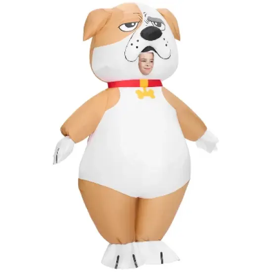 SYNCFUN Adults Inflatable Halloween Costumes, Full Body Bulldog Inflatable Costume, Brown Blow Up Puppy Costumes image {3}