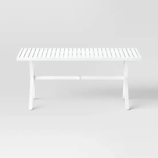 Seabury Steel 6 Person Rectangle Patio Dining Table, Outdoor Furniture - White - Threshold&trade; image {2}