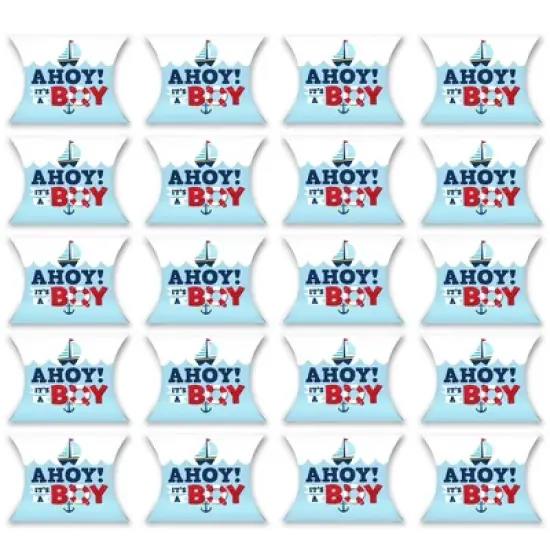 Big Dot of Happiness Ahoy It's a Boy - Favor Gift Boxes - Nautical Baby Shower Petite Pillow Boxes - Set of 20 image {3}