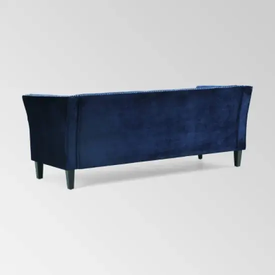 Chatwin Contemporary Tufted Velvet Sofa Dark Blue - Christopher Knight Home image {4}