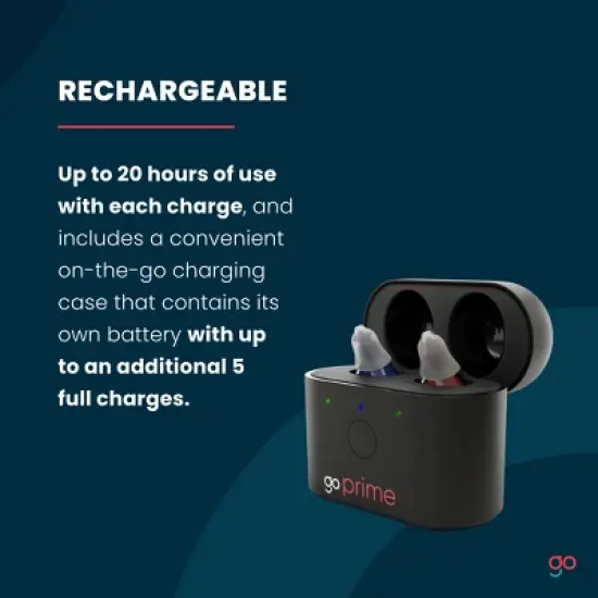 Go Prime Digital OTC Hearing Aids for Seniors and Adults, In-the-Ear Rechargeable Hearing Aids Includes Rechargeable Hearing Aid Case (Black) image {10}
