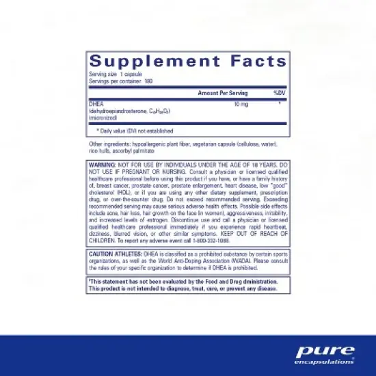 Pure Encapsulations DHEA 10 mg - Supplement for Immune Support, Fat Burning, and Hormone Balance image {1}