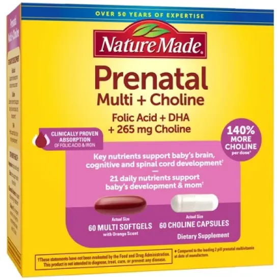 Nature Made Prenatal + Choline Softgel Capsule - 120ct image {10}