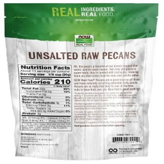 Pecans Halves and Pieces, Raw by Now Foods  -  12 oz Bag image {1}