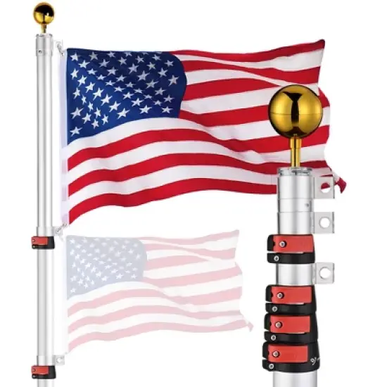 Yescom 25 ft Telescopic Lightweight Aluminum Flag Pole Kit image {9}